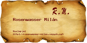 Rosenwasser Milán névjegykártya